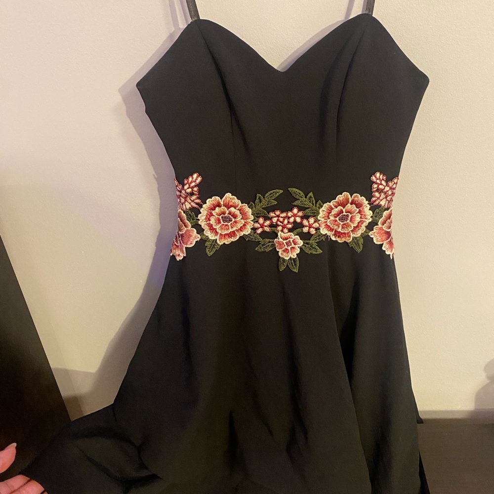 B. Smart Black and Pink Floral Dress